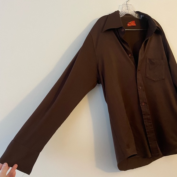 Chocolate Brown men’s vintage button-down - Picture 4 of 5